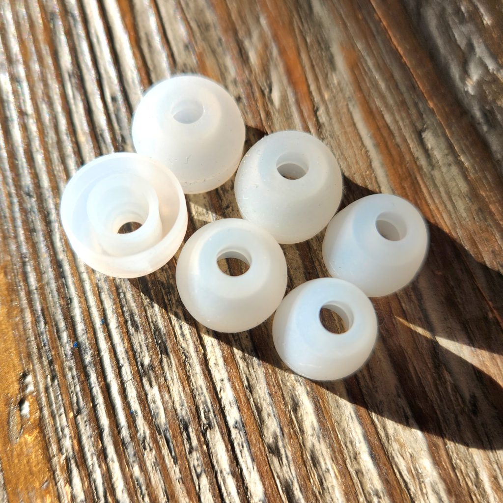 The Dumplings ear tips are extra wide bore to accomadate the large nozzle.