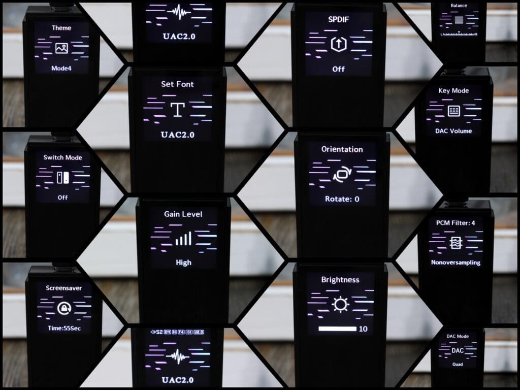 Shanling UA6 menu screens