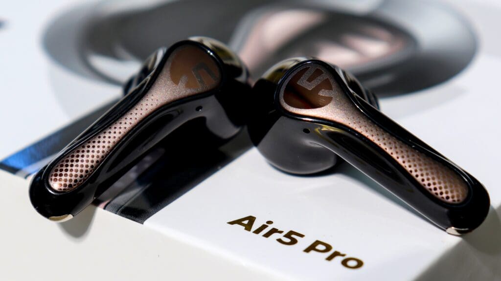 Soundpeats Air5 Pro on its packaging