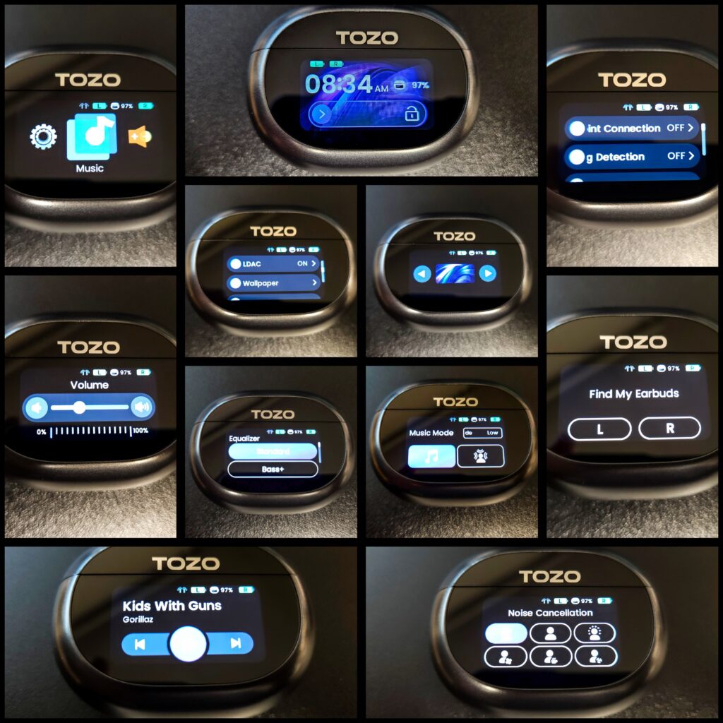 Tozo NC20 Pro charging case screens